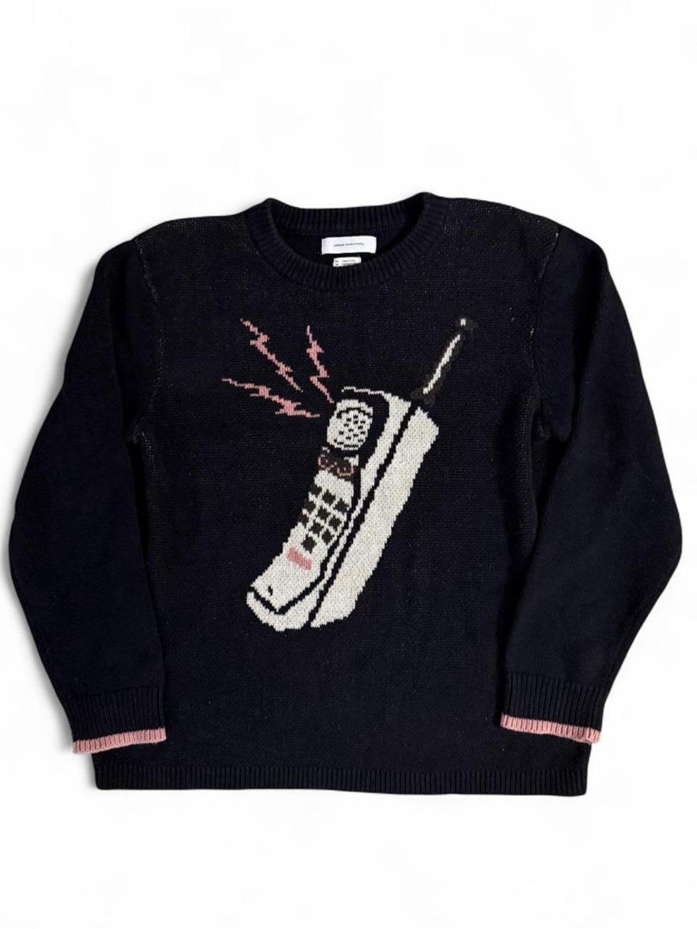 Urban Outfitters Black Sweater with Retro Phone Graphic